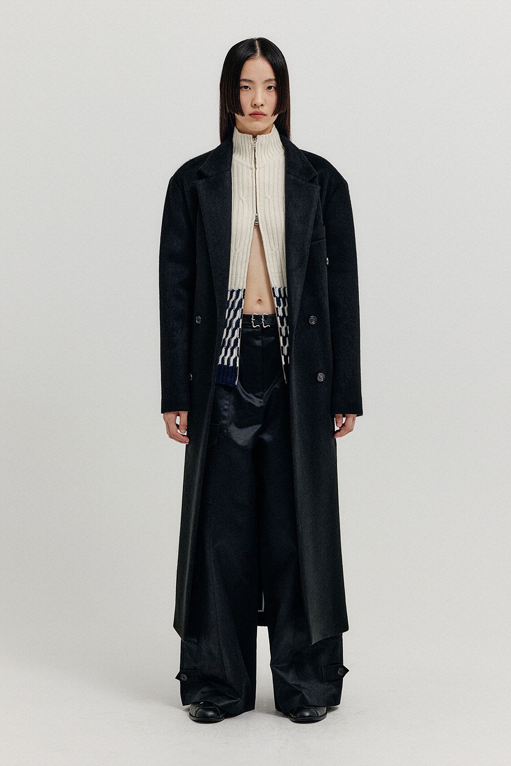 EENK(잉크) XENNA Double-Breasted Coat - Black | 신세계V
