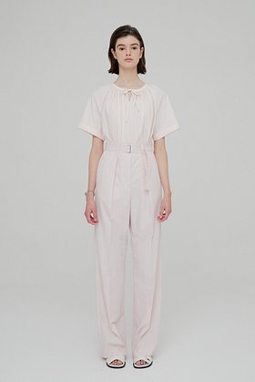 MOON J(문제이) HIGH-RISE BELTED TROUSERS - PINK | S.I.VILLAGE (에스아이빌리지)