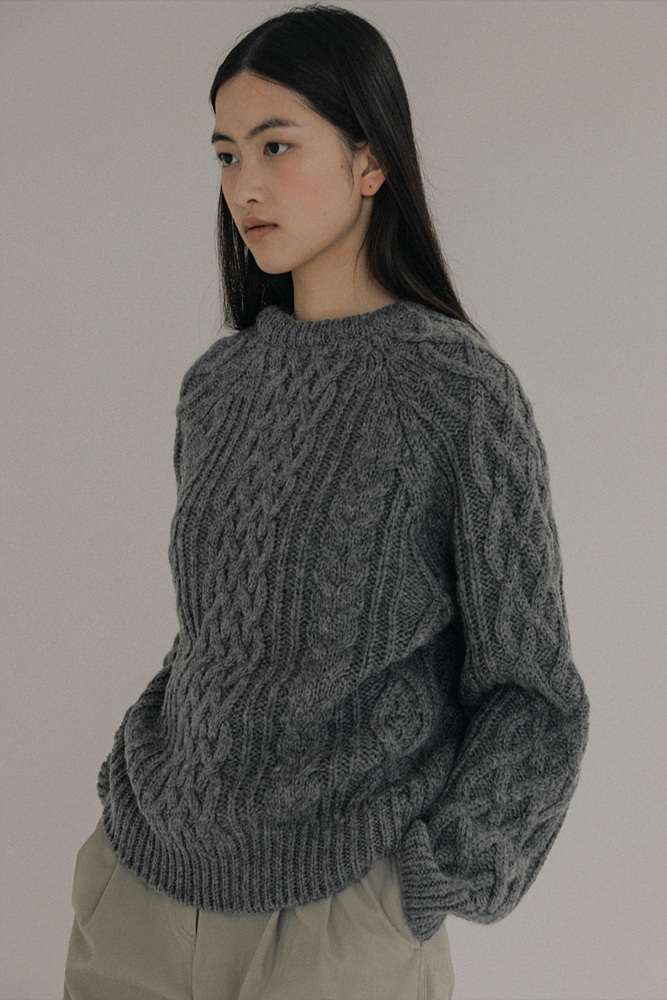 Vintage Cable Knit (Gray)