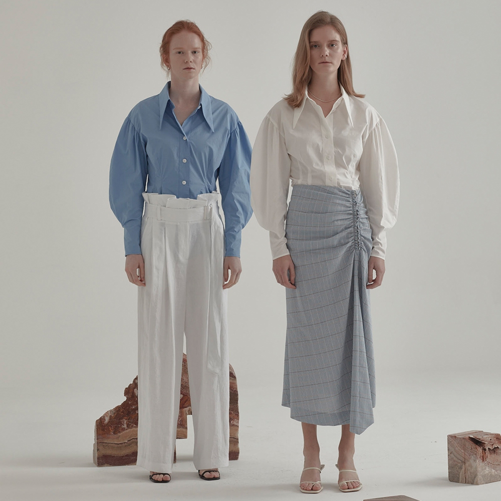 MUSEE(뮤제) [유인나 착용] Lecorb Volume Sleeve Shirt_Blue | S.I.VILLAGE (에스아이빌리지) [MUSEE][유인나 착용] Lecorb... 