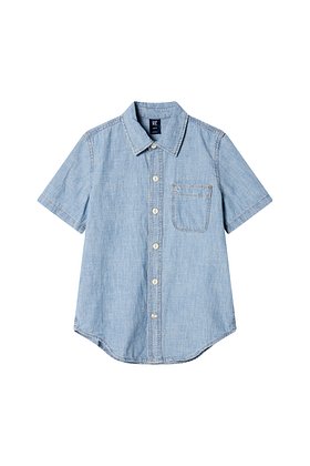 ★갭키즈 22년 SUMMER★ [키즈 남아 6-14세] 샴브레이 버튼업 포켓 셔츠