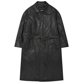 Vegan Leather Oversized Coat [Black]