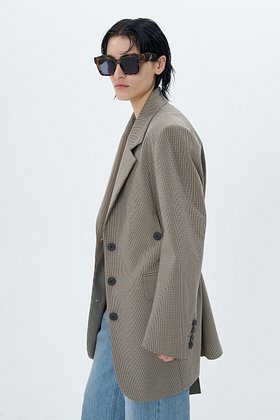 ETCH(에취) BELTED OVERSIZED LONG CHECK JACKET | S.I.VILLAGE (에스아이빌리지)
