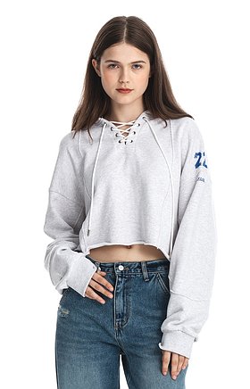 TAZE(테이즈) Peony Crop Hoodie (Melange Gray) | S.I.VILLAGE (에스아이빌리지)