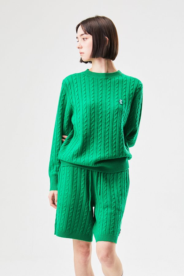 cable wool cash knit_green