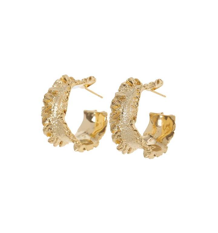 [고준희,박시연,오윤아,정혜성 착용] 1930 Ruffle Hoop Earrings_GOLD