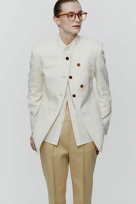 L`H.A.S(르하스) ROUND NECK SLIM FIT KLEAN JACKET_IVORY | S.I.VILLAGE (에스아이빌리지)