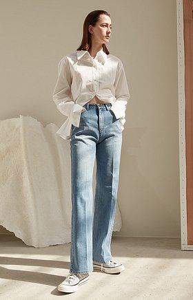 AEER(아에르) Pants Denim Stone Washing Light Blue | S.I.VILLAGE (에스아이빌리지)