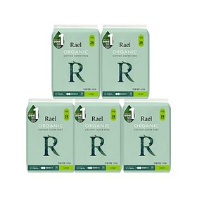 RAEL(라엘) 라엘 유기농 순면커버 생리대 대형 28p x 5팩 | S.I.VILLAGE (에스아이빌리지)