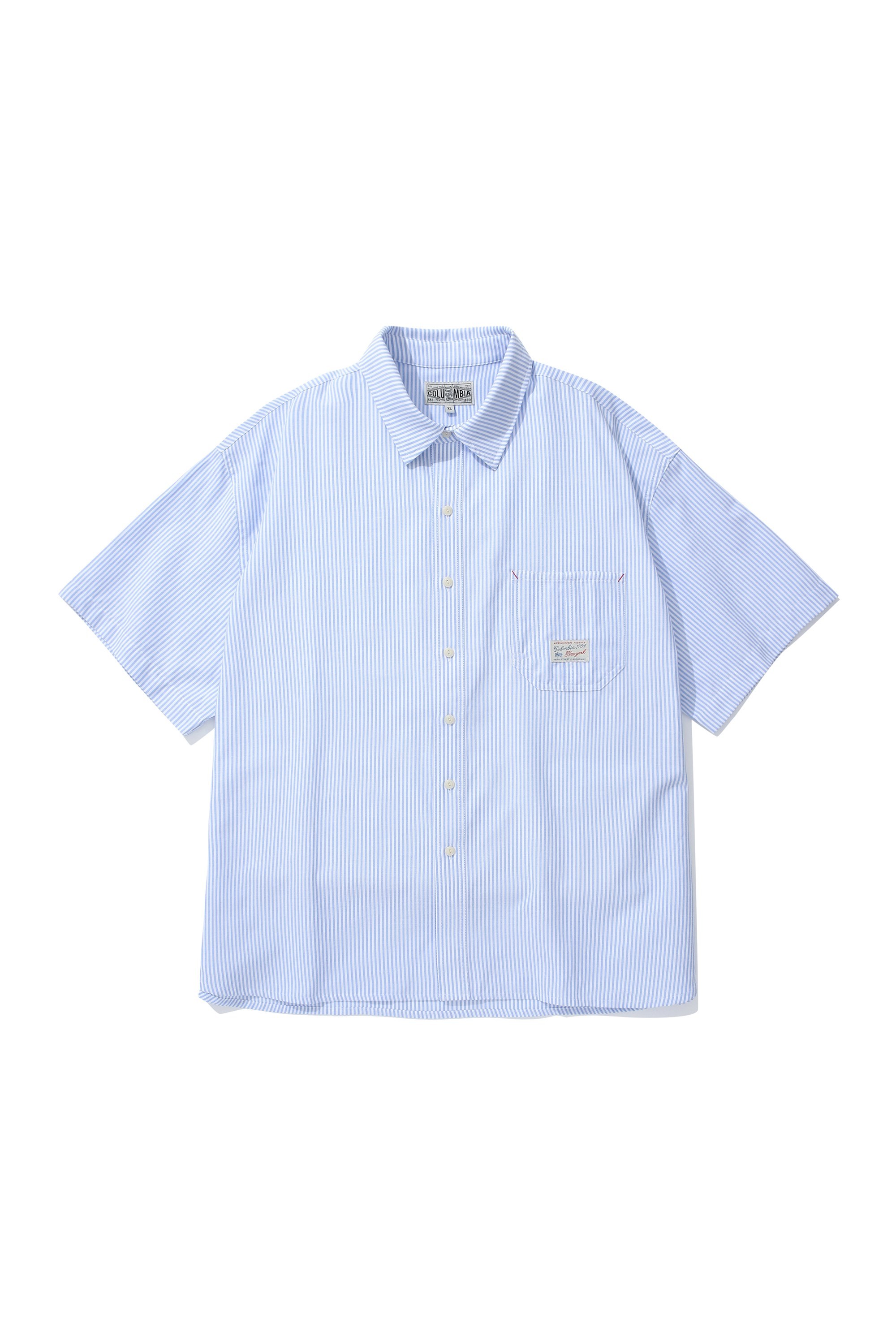 ★★Columbia★★ SLLABEL ONE POCKET OXFORD SS SHIRTS GREY CI Columbia University-SL-LABEL ONE POCKET OXFORD S/S SHIRTS