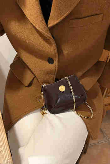 COTE DE MOI(꼬떼드무아) Ecrin mini double chain bag - Chocolate brown | S.I.VILLAGE (에스아이빌리지)