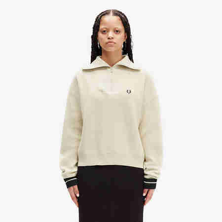 FRED PERRY(프레드페리) [Womens] 하프 집 니트 - 오트밀 AFPF2438134-691 | S.I.VILLAGE (에스아이빌리지)