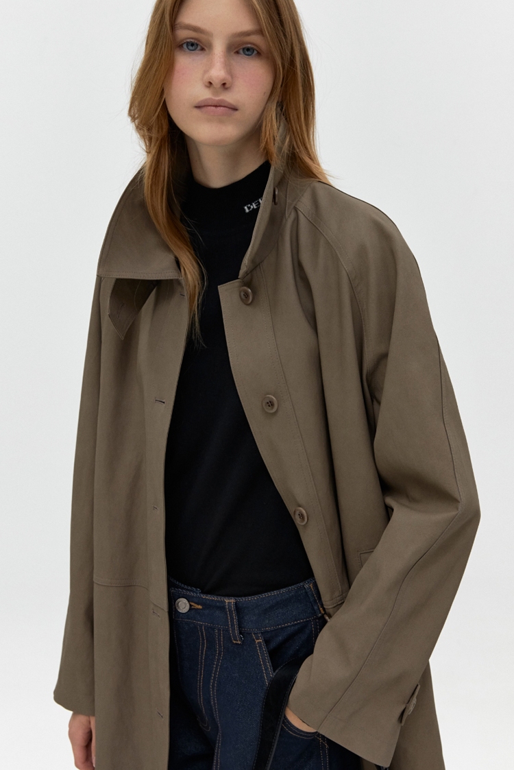 leather trench coat - taupe