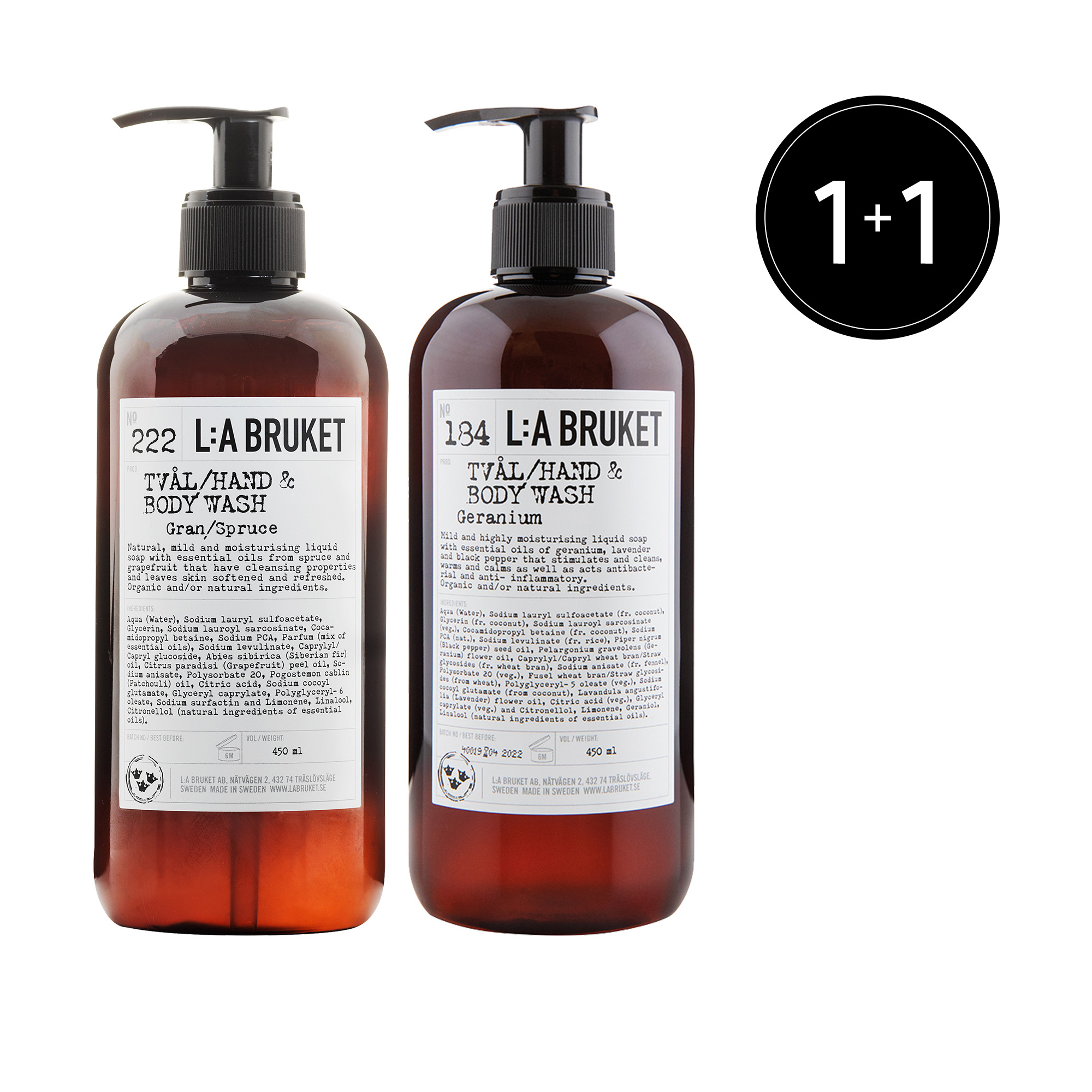 La Bruket 라부르켓 [1 1] 핸드 And 바디워시 제라늄 450ml 스프루스 450ml S I Village