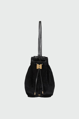 EENK(잉크) HOLLY Velvet Drawstring Backpack - Black | S.I.VILLAGE (에스아이빌리지)