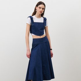 MARRON EDITION(마론에디션) 24 Spring_ Denim A-Line Flare Skirt | S.I.VILLAGE (에스아이빌리지)