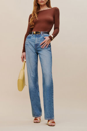 REFORMATION(리포메이션) ★셀럽 착용★ 워시드 슬라우치 데님 팬츠 (Cary High Rise Slouchy Straight Leg Jeans) | S.I.VILLAGE (에스아이빌리지)