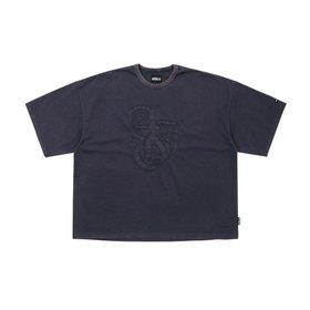 AJOBYAJO(아조바이아조) Sporty Logo Applique Washed T-Shirt [NAVY] | S.I.VILLAGE (에스아이빌리지)