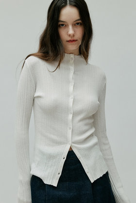 LE ABONNE(르아보네) SHEER TURTLE NECK CARDIGAN_IVORY | S.I.VILLAGE (에스아이빌리지)