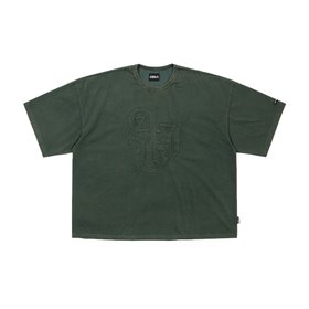 AJOBYAJO(아조바이아조) Sporty Logo Applique Washed T-Shirt [GREEN] | S.I.VILLAGE (에스아이빌리지)