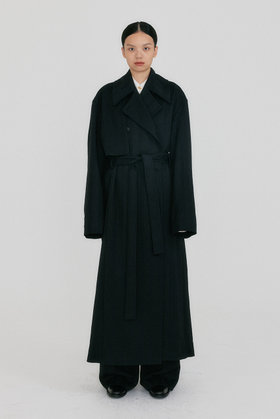 EENK(잉크) ZEIDIA Oversized Belted Trench Coat - Black | S.I.VILLAGE (에스아이빌리지)