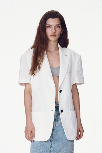 MAISONMARAIS(메종마레) Half Sleeve Single Jacket, White | S.I.VILLAGE (에스아이빌리지)