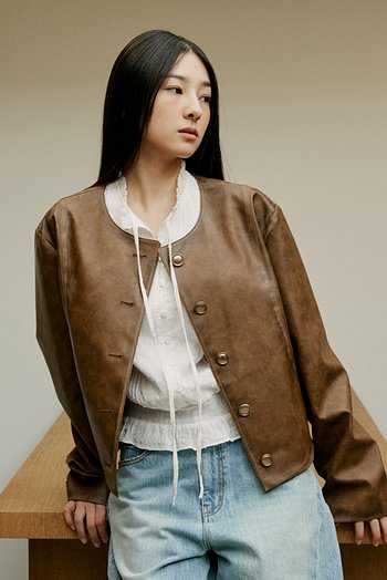 LE ABONNE(르아보네) WASHED LEATHER JACKET_BROWN | S.I.VILLAGE (에스아이빌리지)