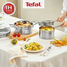 TEFAL(테팔) 테팔 인덕션 스테인리스 스틸 노르디카 3종(양수18+곰솥24+찜기24)+주방장갑+스크런치 | S.I.VILLAGE (에스아이빌리지)