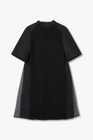 SACAI(사카이) 여성 시스루 플리츠 개버딘 니트 드레스 | S.I.VILLAGE (에스아이빌리지)