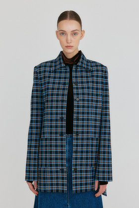 EENK(잉크) ZILVIN Shirt Jacket - Navy/Sky Blue Multi | S.I.VILLAGE (에스아이빌리지)