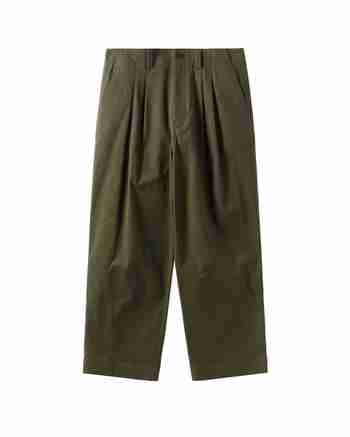 BROMPTON LONDON(브롬톤 런던) SEMI WIDE TWO TUCK TROUSERS - D/KHAKI (P244UPT403) | S.I.VILLAGE (에스아이빌리지)