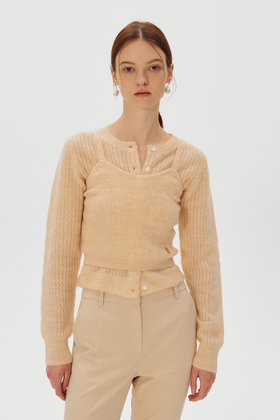 KUME(쿠메) Mohair Cardigan Camisol Set, Wax Yellow | S.I.VILLAGE (에스아이빌리지)