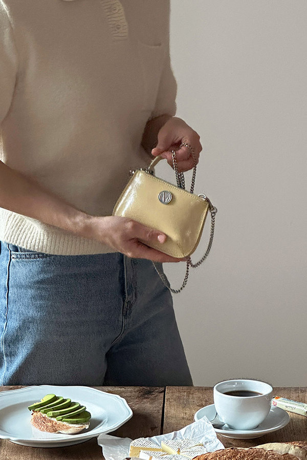 Ecrin mini double chain bag - Butter