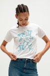 VENTE(방떼) Blue ribbons printed baby t-shirt in white | S.I.VILLAGE (에스아이빌리지)