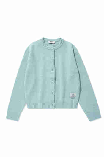 WRANGLER(랭글러) (W) Label Logo Sweater Cardigan Sky Blue | S.I.VILLAGE (에스아이빌리지)