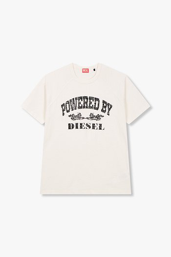 DIESEL(디젤) 남성 플록 로고 래글런 티셔츠 | S.I.VILLAGE (에스아이빌리지)