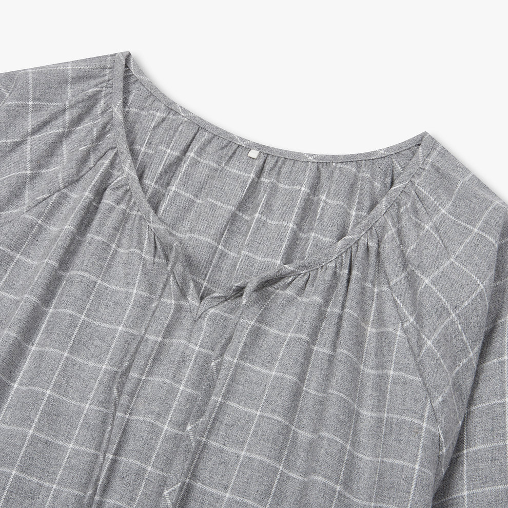 여 플란넬 셔링 파자마 원피스