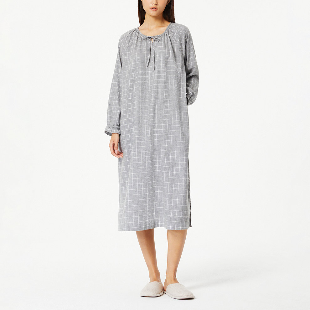 여 플란넬 셔링 파자마 원피스