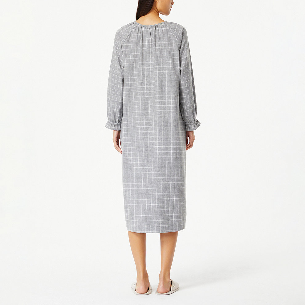 여 플란넬 셔링 파자마 원피스