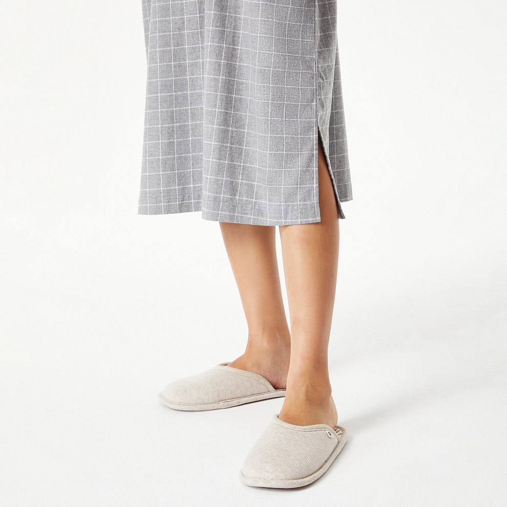 여 플란넬 셔링 파자마 원피스