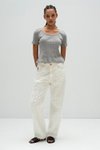 VENTE(방떼) White lace trimmed rib T-shirts in grey | S.I.VILLAGE (에스아이빌리지)