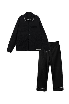 FRANKLY!(프랭클리) Moss Seersucker Pajama Long Setup, Warm Black | S.I.VILLAGE (에스아이빌리지)