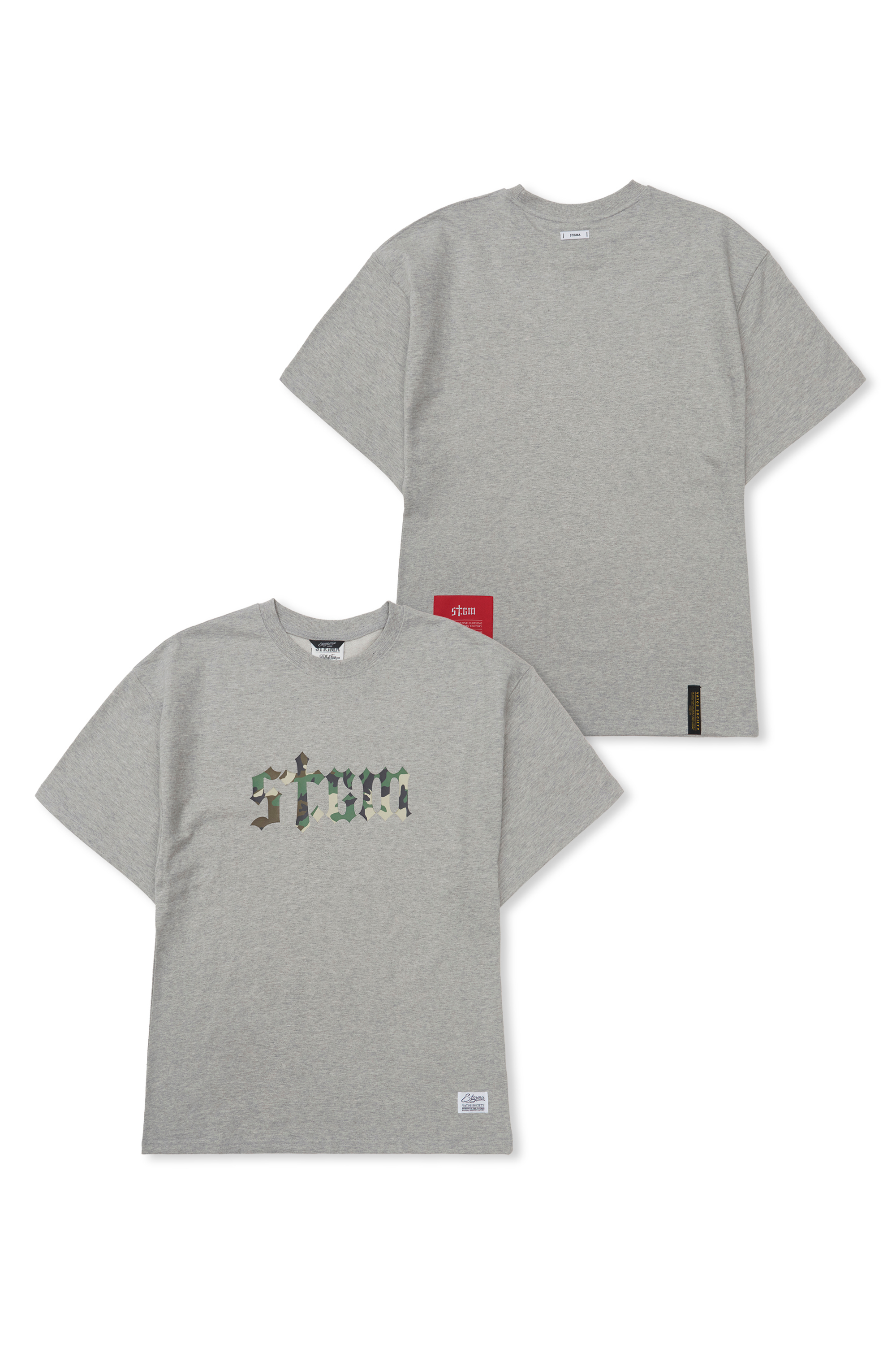 [STIGMA] Camouflage STGM Semi-oversized T-shirts /追跡付 25SS STIGMA Camouflage STGM Semi-oversized T-shirts Melange