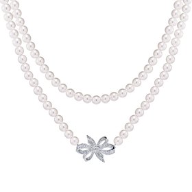 TANI by MINETANI(타니바이미네타니) Imperial Bow Pearl Long Necklace | S.I.VILLAGE (에스아이빌리지)