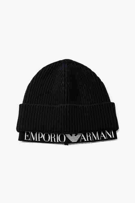 EMPORIO ARMANI(엠포리오 아르마니) 여성 로고 레이어드 니트 비니 | S.I.VILLAGE (에스아이빌리지)