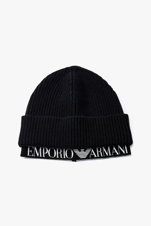 EMPORIO ARMANI(엠포리오 아르마니) 여성 로고 레이어드 니트 비니 | S.I.VILLAGE (에스아이빌리지)