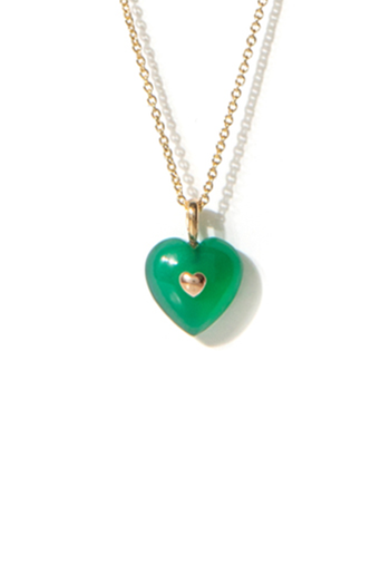 COLDFRAME(콜드프레임) VERY VINTAGE GREEN CHALCEDONY HEART PENDANT NECKLACE | S.I.VILLAGE (에스아이빌리지)