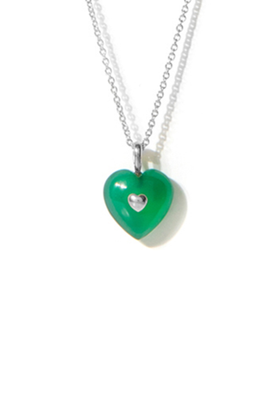 COLDFRAME(콜드프레임) VERY VINTAGE GREEN CHALCEDONY SILVER HEART PENDANT NECKLACE | S.I.VILLAGE (에스아이빌리지)