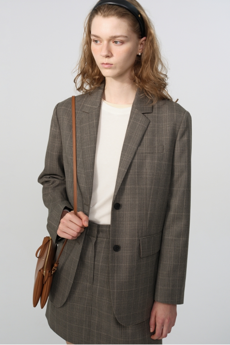 ★depound★ boyfit wool jacket (check) brown DEPOUND(드파운드) boyfit wool jacket (check) - brown | 신세계V