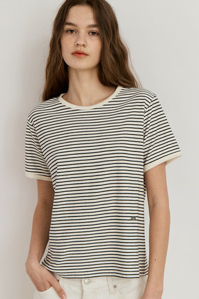 LE ABONNE(르아보네) HALF STRIPE T-SHIRT_BLACK | S.I.VILLAGE (에스아이빌리지)